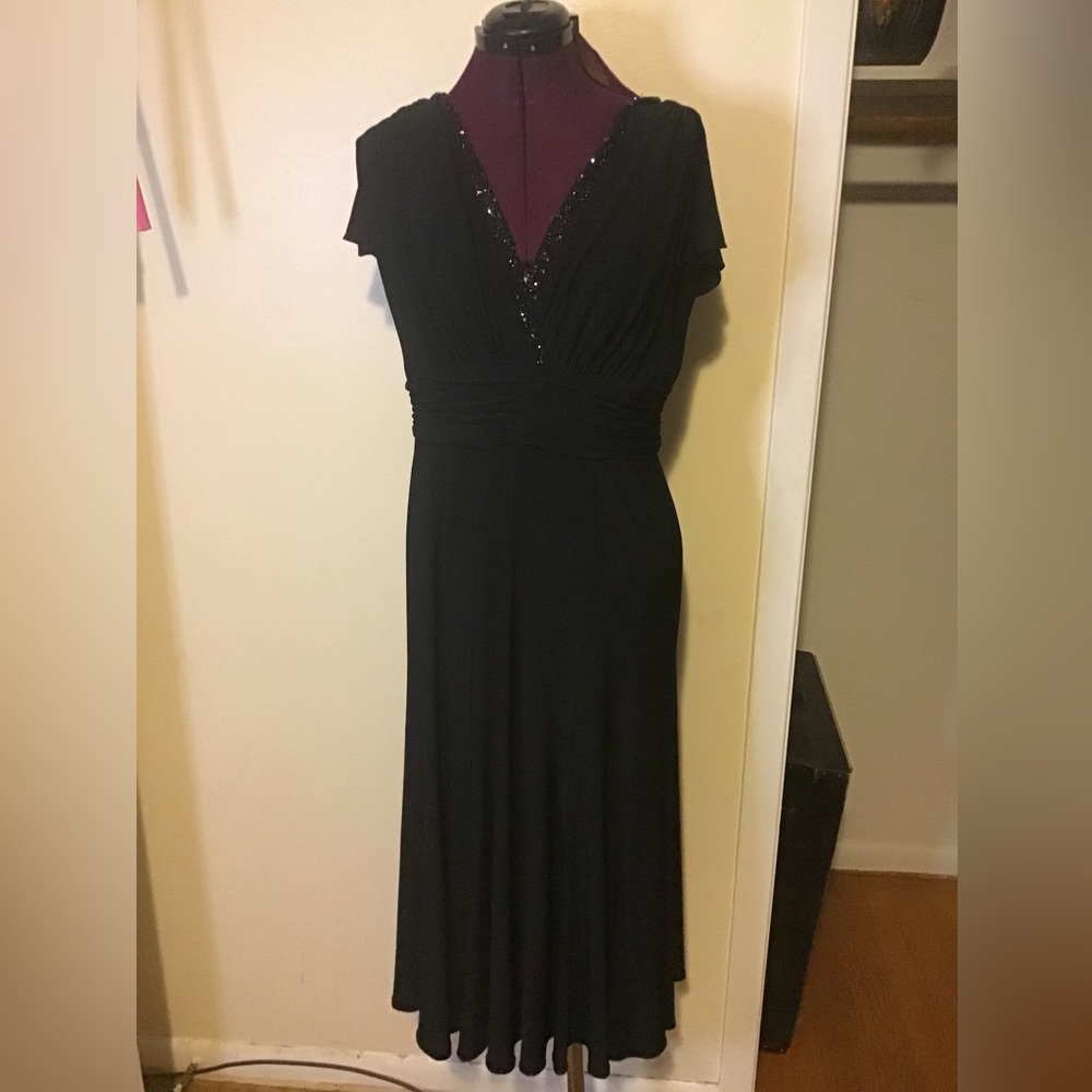jones new york black beaded neckline dress